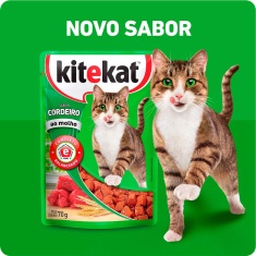 Ração Umida KiteKat Sachê para Gatos Adultos Sabor Cordeiro ao Molho 70g