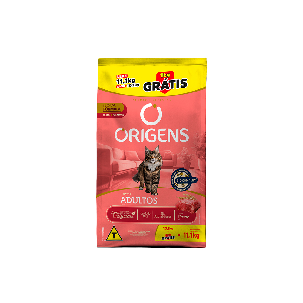 Ração Origens para Gatos Adultos sabor Carne