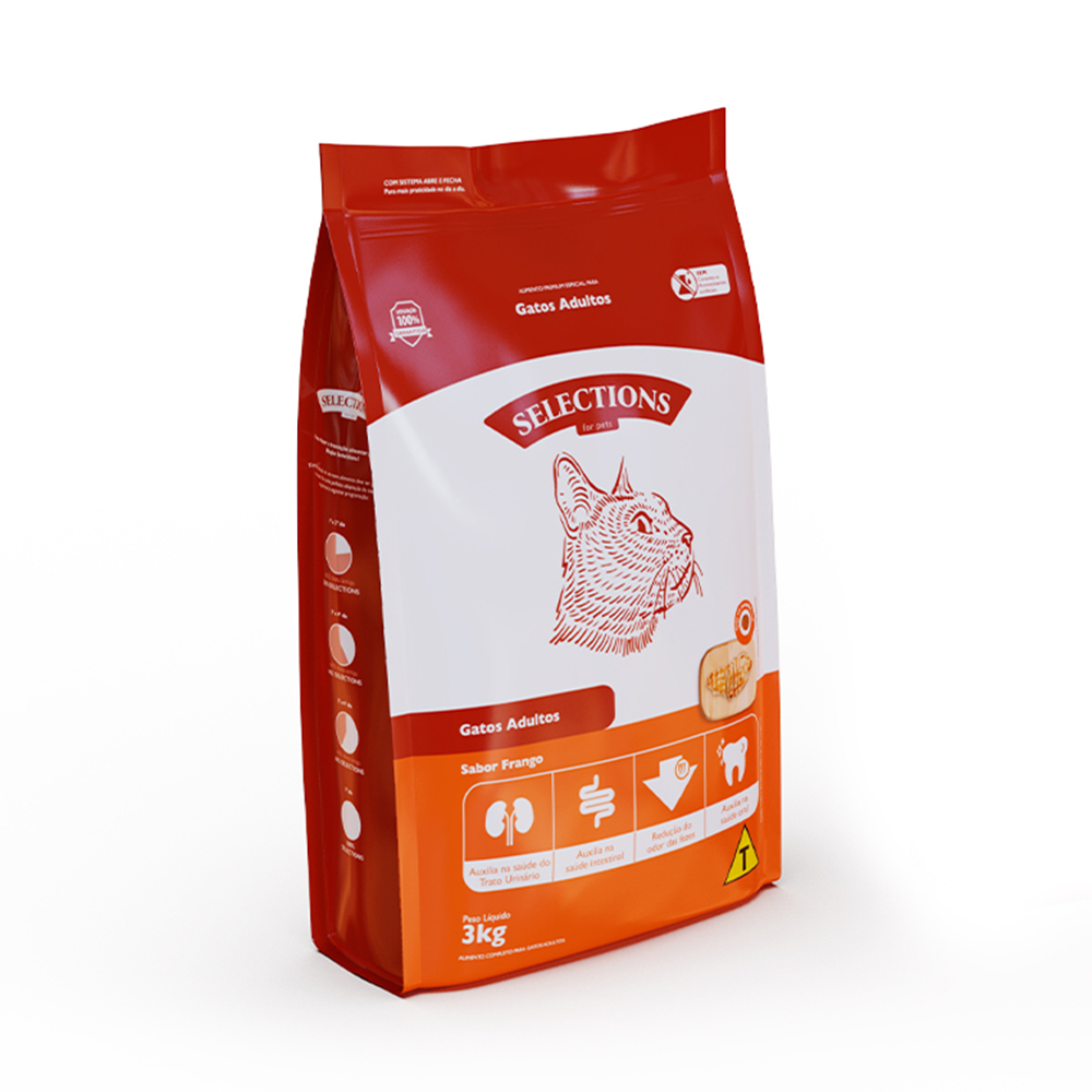 Ração Selections For Pet para Gatos Adultos Sabor Frango