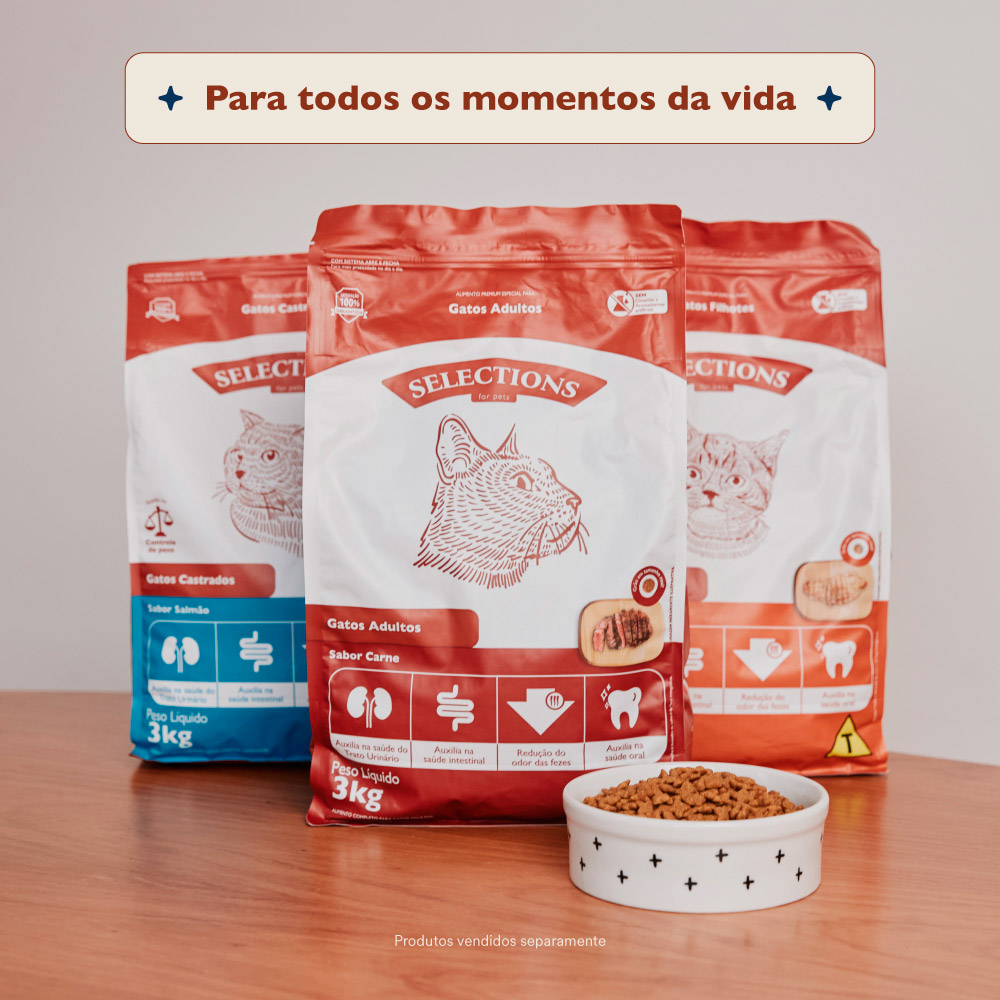 Ração Selections For Pet para Gatos Adultos Castrados Sabor Frango