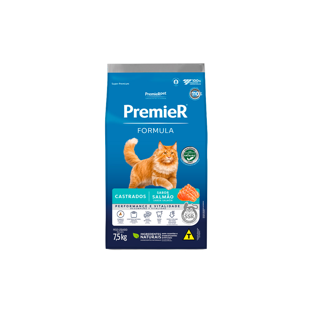 Ração Premier Formula Performance e Vitalidade para Gatos Adultos Cadastrados Sabor Salmão
