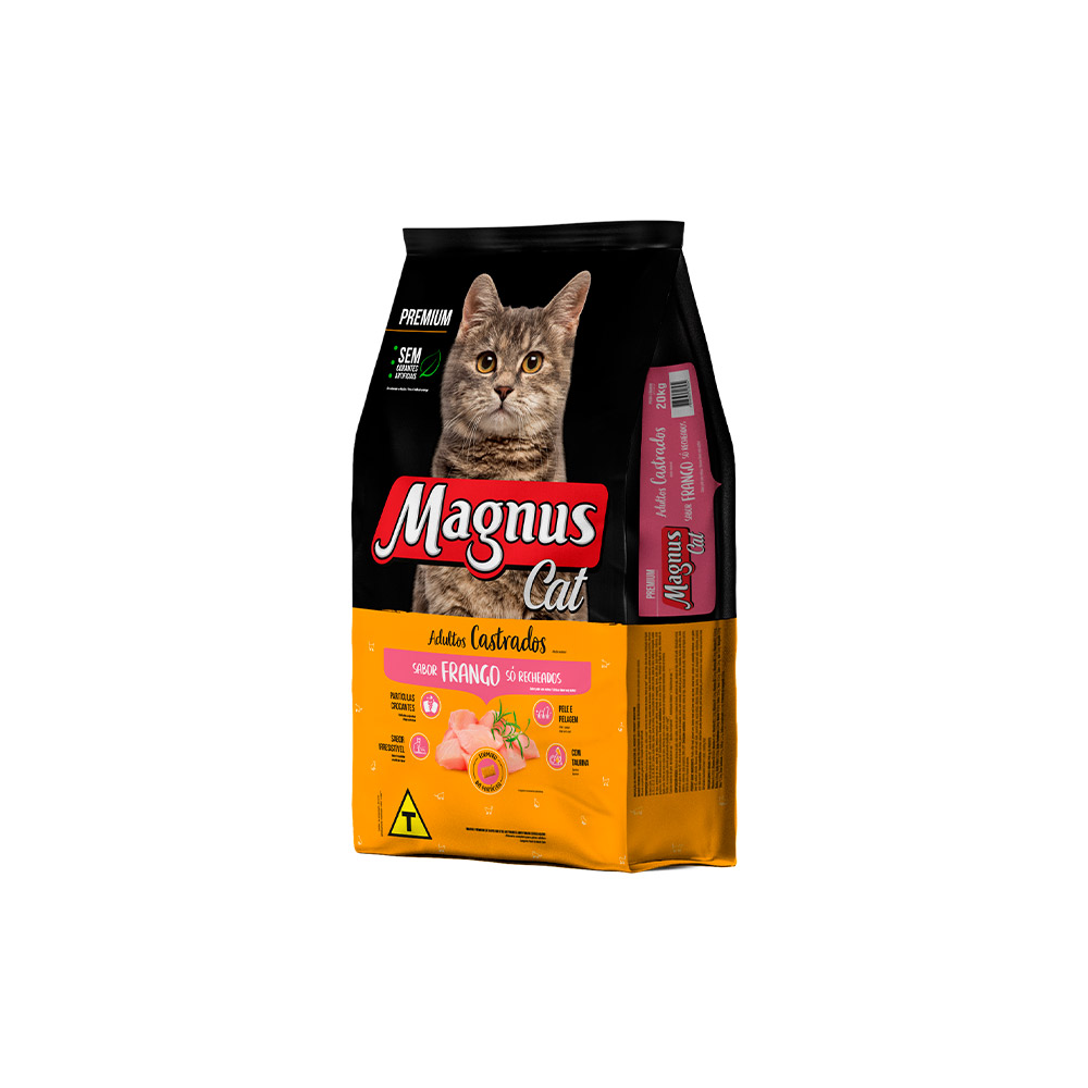 Ração Magnus Sabor Frango para Gatos Adultos Castrados 20 kg