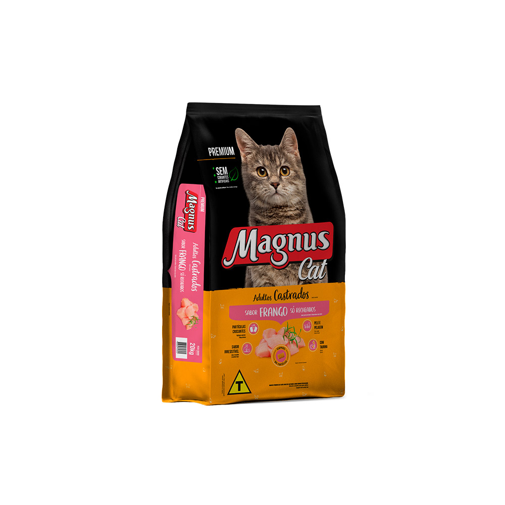 Ração Magnus Sabor Frango para Gatos Adultos Castrados 20 kg