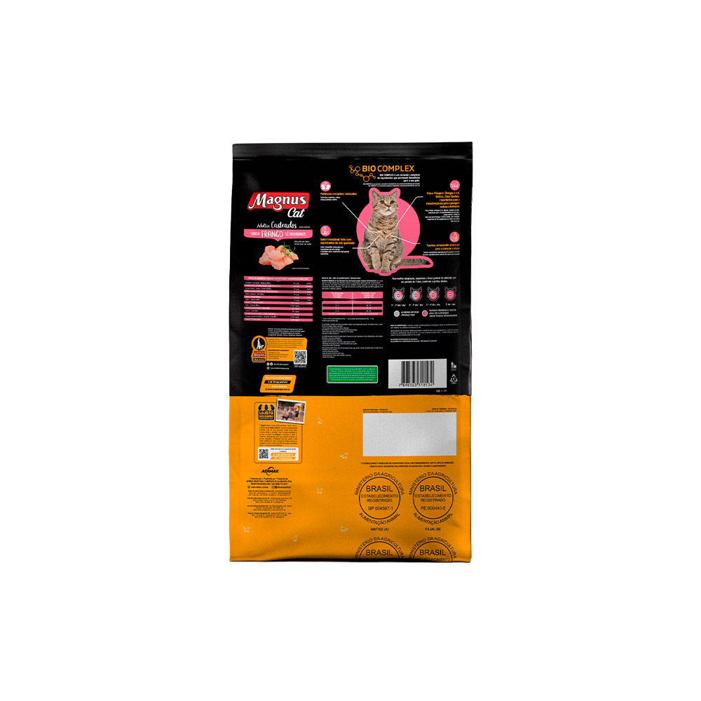 Ração Magnus Sabor Frango para Gatos Adultos Castrados 20 kg