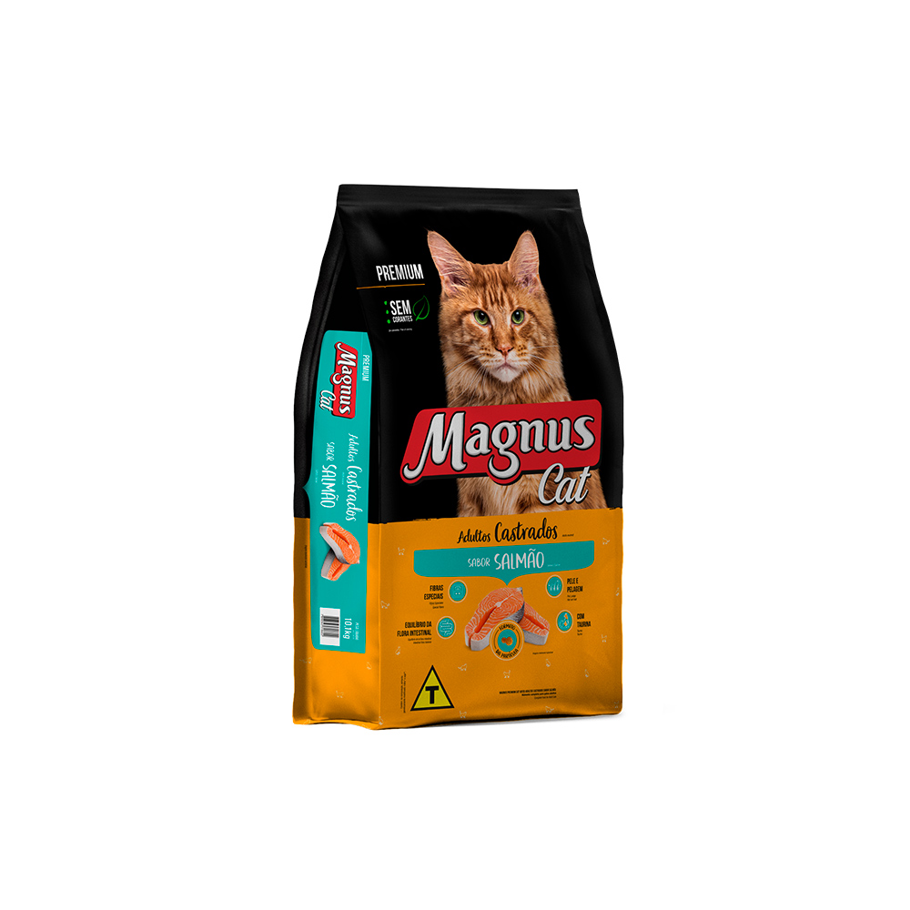 Ração Magnus Sabor Salmão para Gatos Adultos Castrados
