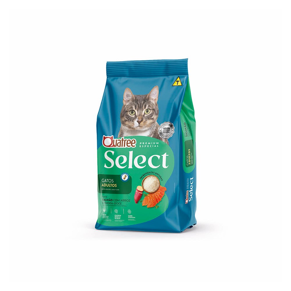 Ração Quatree Select para Gatos Adultos Sabor Salmão e Arroz 10,1 kg