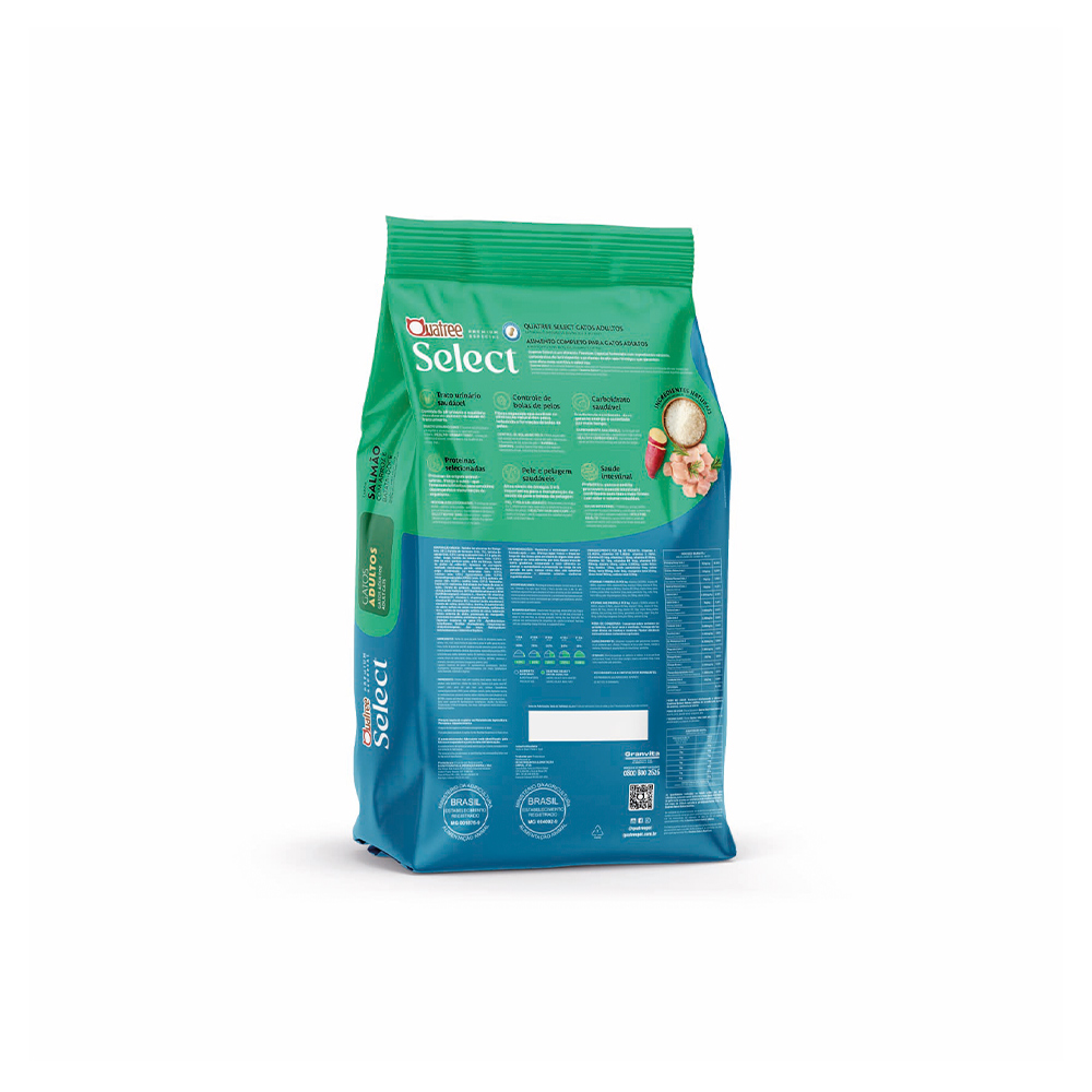 Ração Quatree Select para Gatos Adultos Sabor Salmão e Arroz 10,1 kg