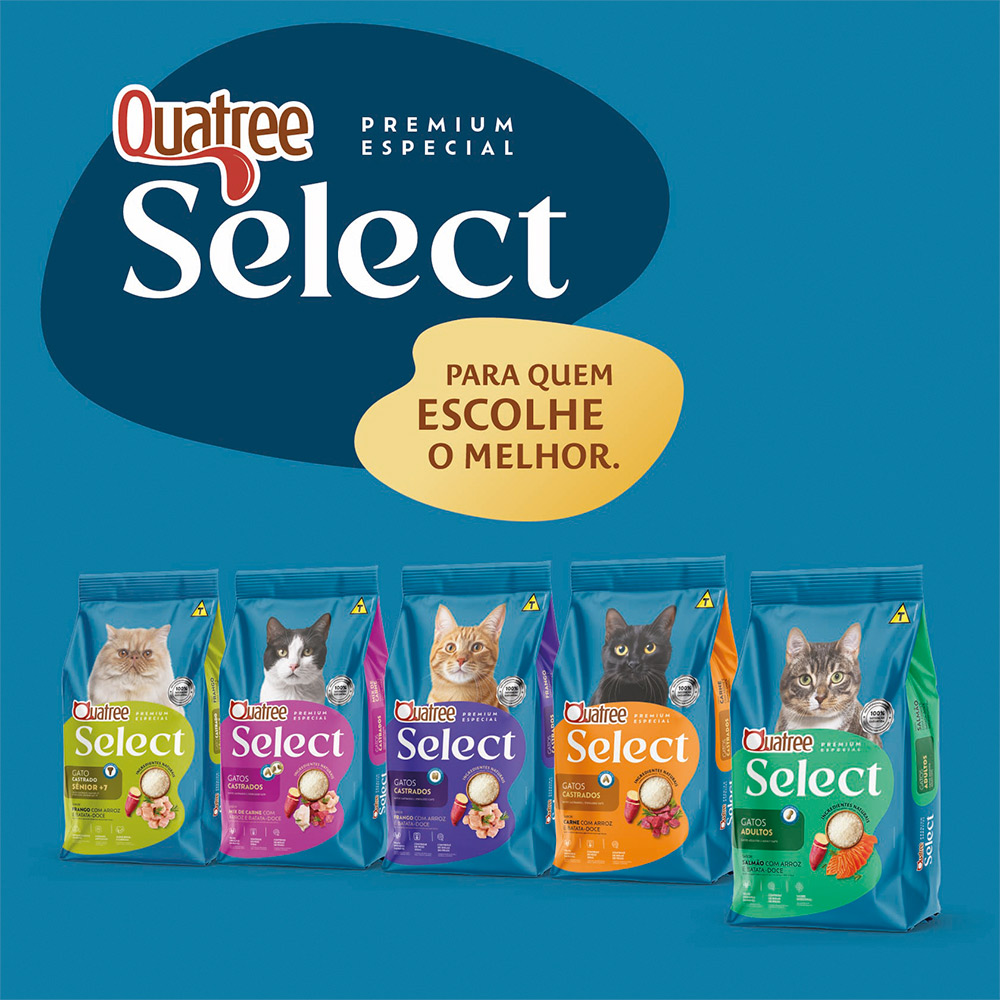 Ração Quatree Select para Gatos Adultos Sabor Salmão e Arroz 10,1 kg