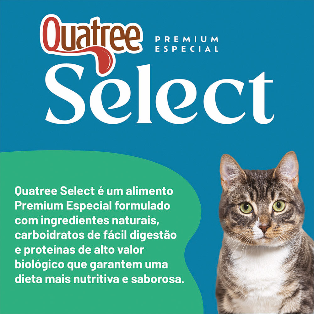 Ração Quatree Select para Gatos Adultos Sabor Salmão e Arroz 10,1 kg