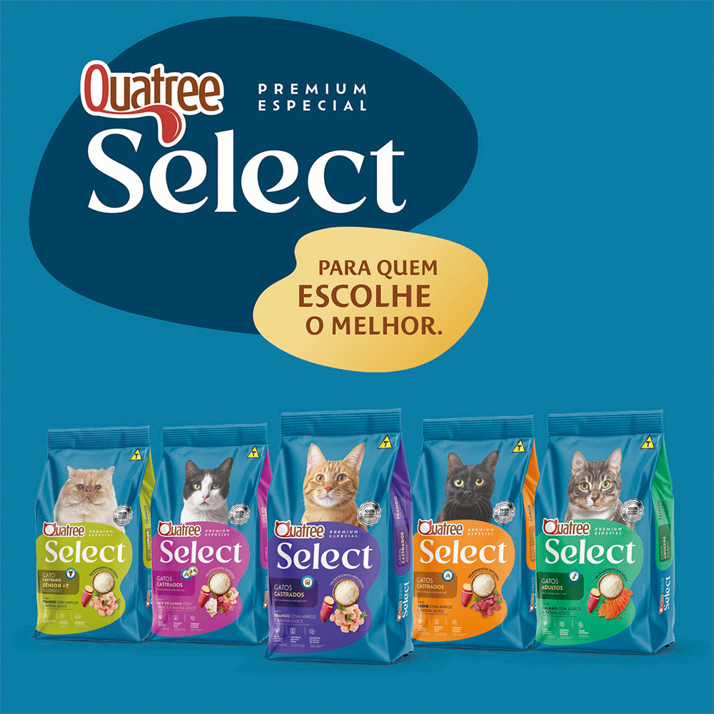 Ração Quatree Select para Gatos Castrados Sabor Frango e Arroz 10,1 kg