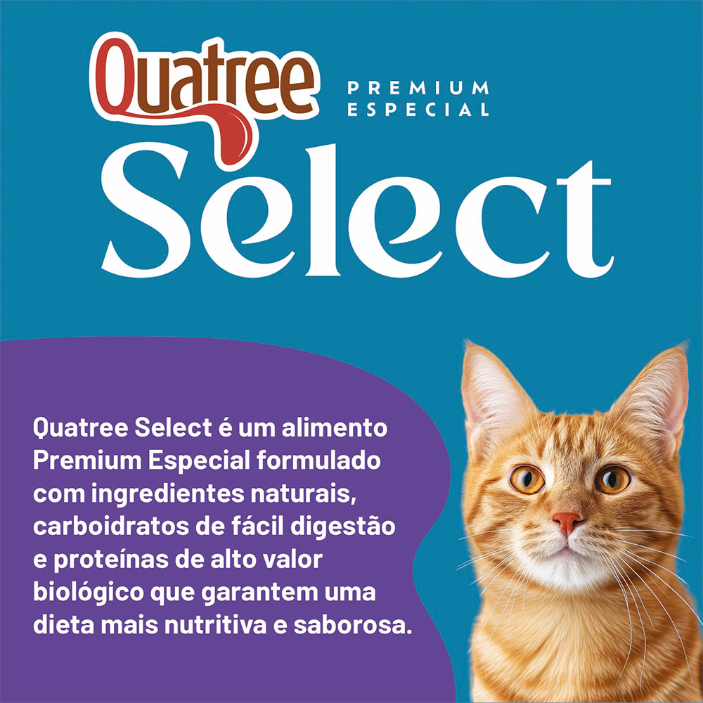 Ração Quatree Select para Gatos Castrados Sabor Frango e Arroz 10,1 kg