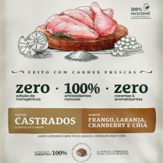 Ração Bionatural Prime para Gatos Castrados Sabor Frango, Laranja, Cranberry e Chia