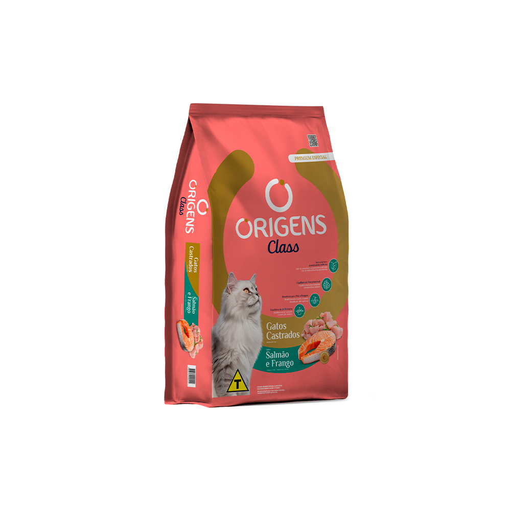 Ração Origens Class para Gatos Castrados Sabor Salmão e Frango