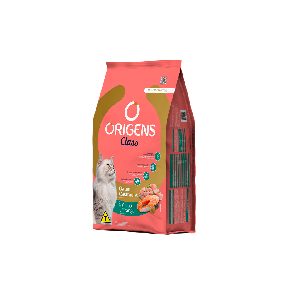 Ração Origens Class para Gatos Castrados Sabor Salmão e Frango