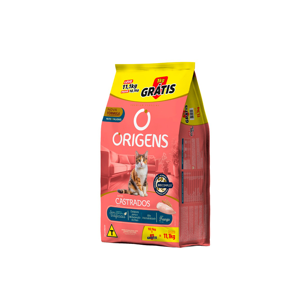 Ração Origens para Gatos Castrados Sabor Frango