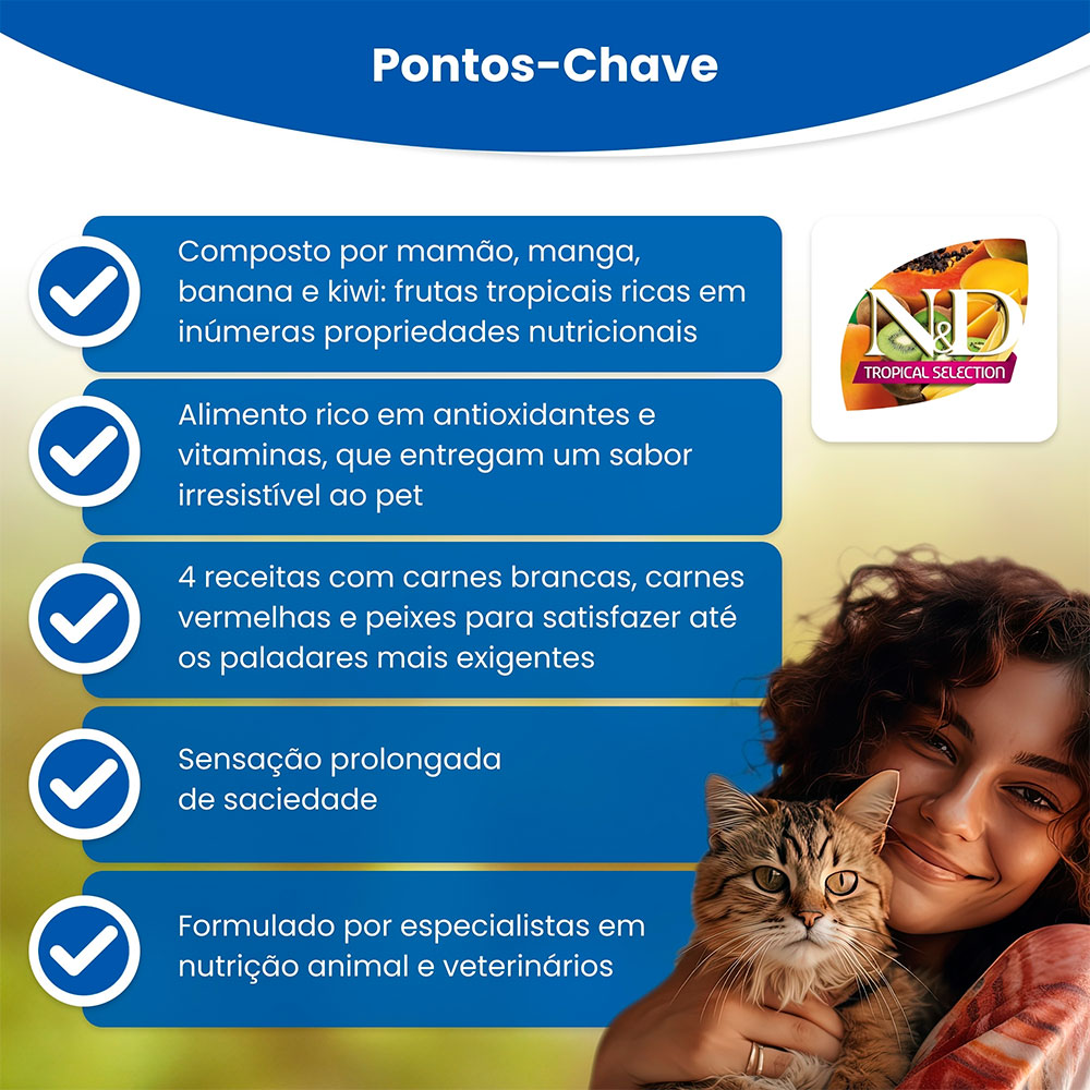 Ração Farmina N&D Tropical Selection para Gatos Filhotes Sabor Suíno, Cereais e Frutas Tropicais