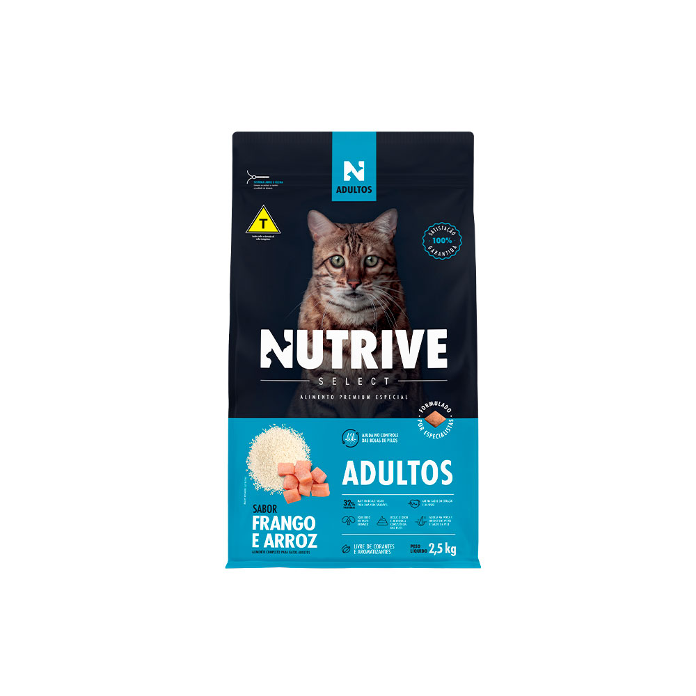 Ração Nutrive Select para Gatos Adultos Sabor Frango e Arroz