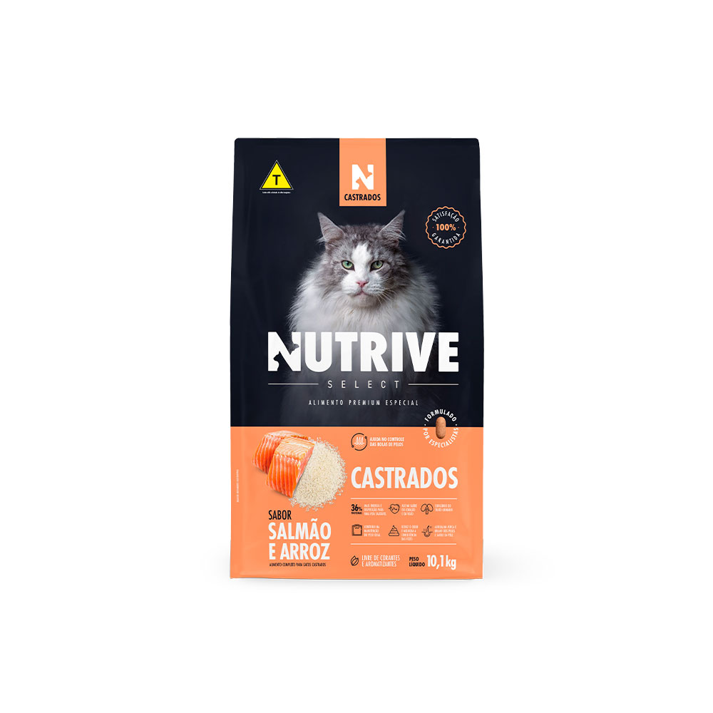 Ração Nutrive Select para Gatos Castrados Sabor Salmão e Arroz
