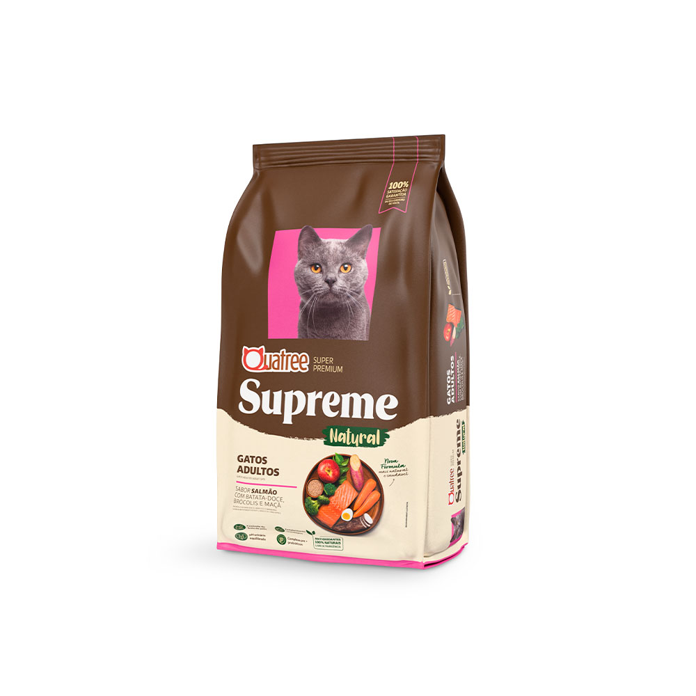 Ração Quatree Supreme para Gatos Adultos Sabor Salmão e Batata Doce