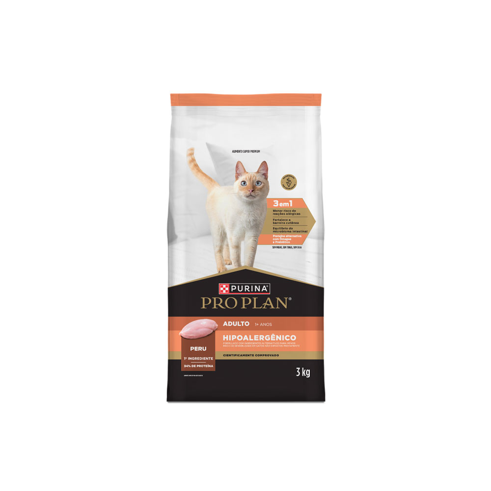 Ração Nestlé Purina Pro Plan Hipoalergênico para Gatos Adultos Sabor Peru