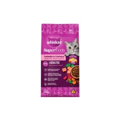Ração Whiskas Superfoods para Gatos Adultos Sabor Salmão e Linhaça
