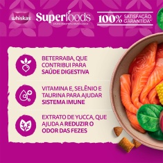 Ração Whiskas Superfoods para Gatos Adultos Sabor Salmão e Linhaça