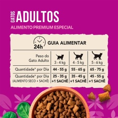 Ração Whiskas Superfoods para Gatos Adultos Sabor Salmão e Linhaça