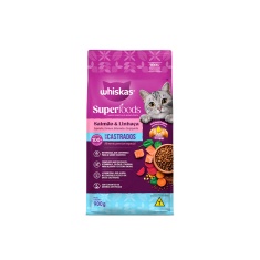Ração Whiskas Superfoods para Gatos Adultos Castrados Sabor Salmão e Linhaça