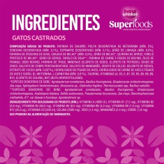 Ração Whiskas Superfoods para Gatos Adultos Castrados Sabor Salmão e Linhaça