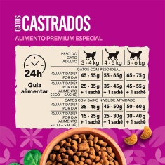 Ração Whiskas Superfoods para Gatos Adultos Castrados Sabor Salmão e Linhaça