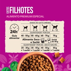 Ração Whiskas Superfoods para Gatos Filhotes Sabor Salmão e Linhaça