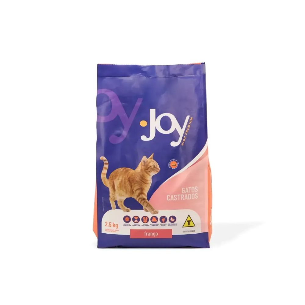 Ração Joy High Premium para Gatos Castrados Sabor Frango