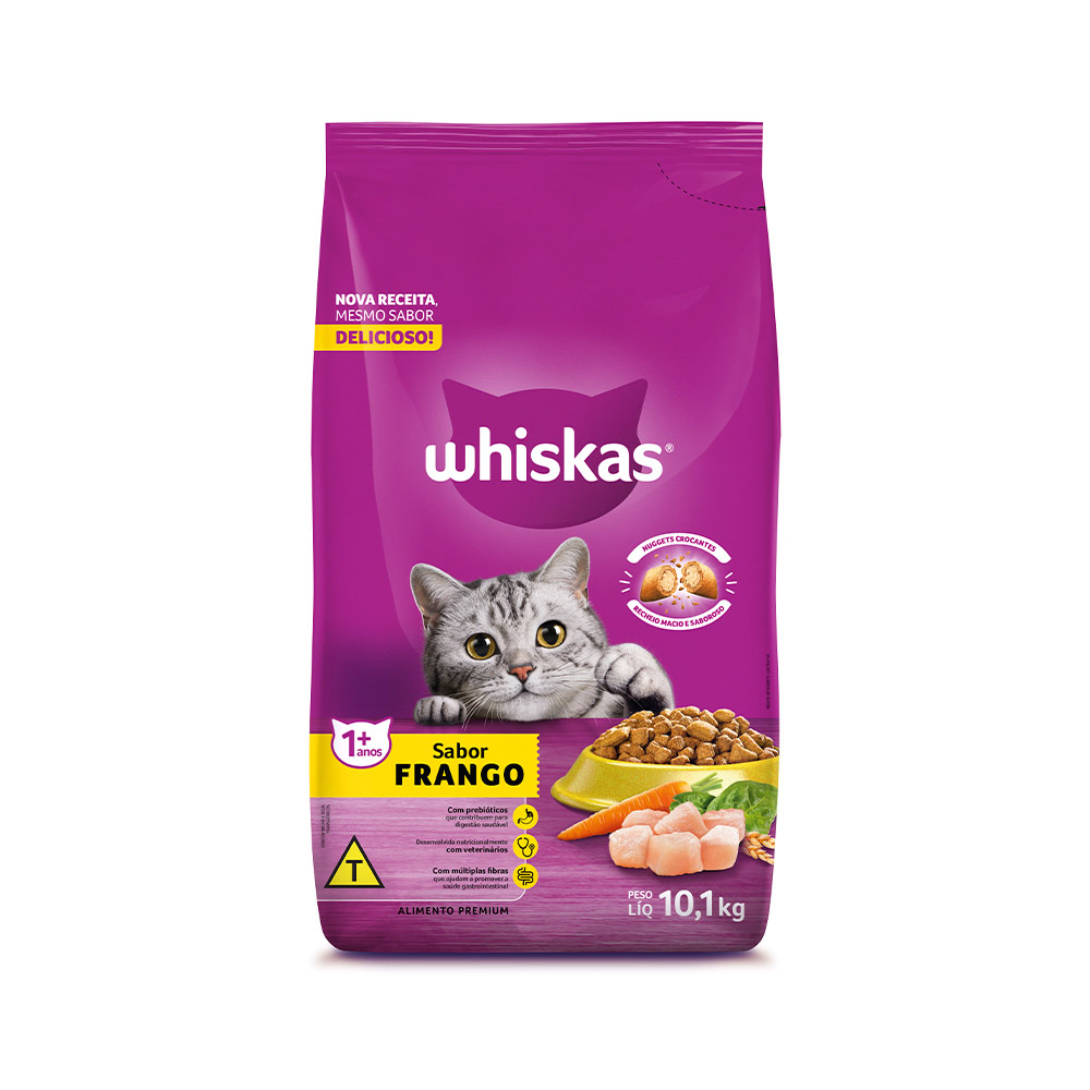 Ração Whiskas para Gatos Adultos Sabor Frango