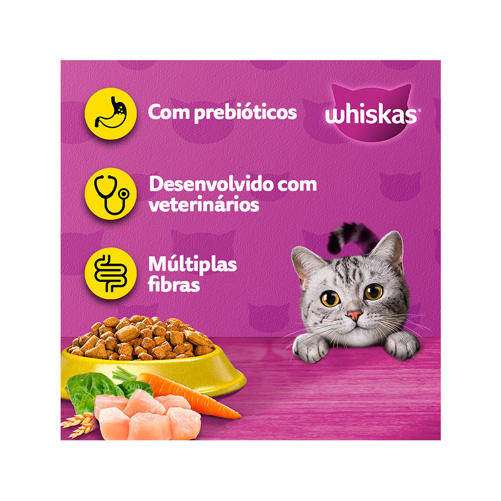 Ração Whiskas para Gatos Adultos Sabor Frango