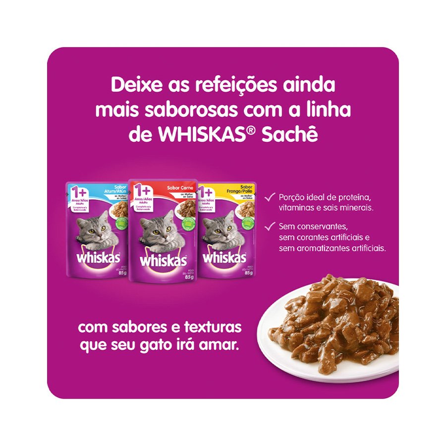 Ração Whiskas para Gatos Adultos Sabor Frango