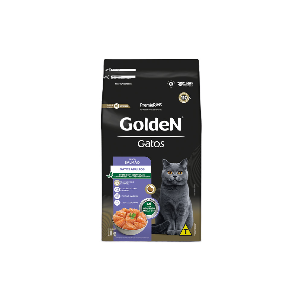 Ração Golden para Gatos Adultos Sabor Salmão