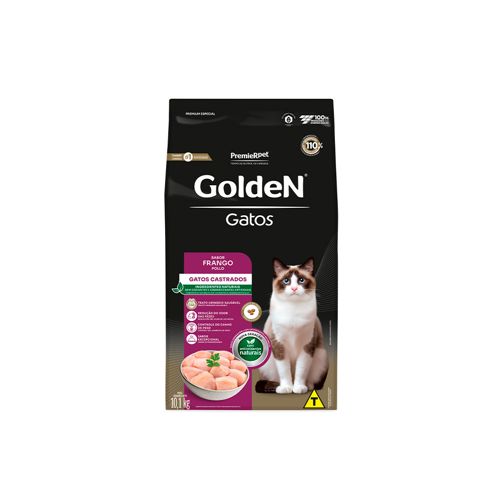 Ração Golden para Gatos Adultos Castrados Sabor Frango