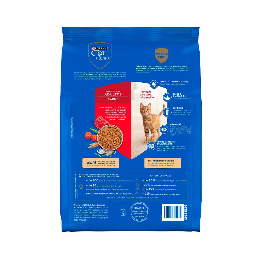 Ração Cat Chow para Gatos Adultos Sabor Carne