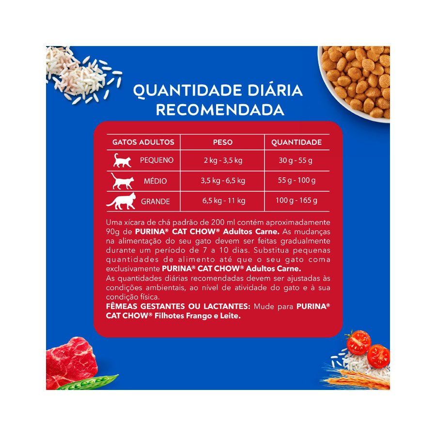 Ração Cat Chow para Gatos Adultos Sabor Carne