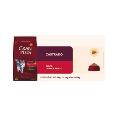 Ração GranPlus para Gatos Adultos Castrados sabor Carne e Arroz