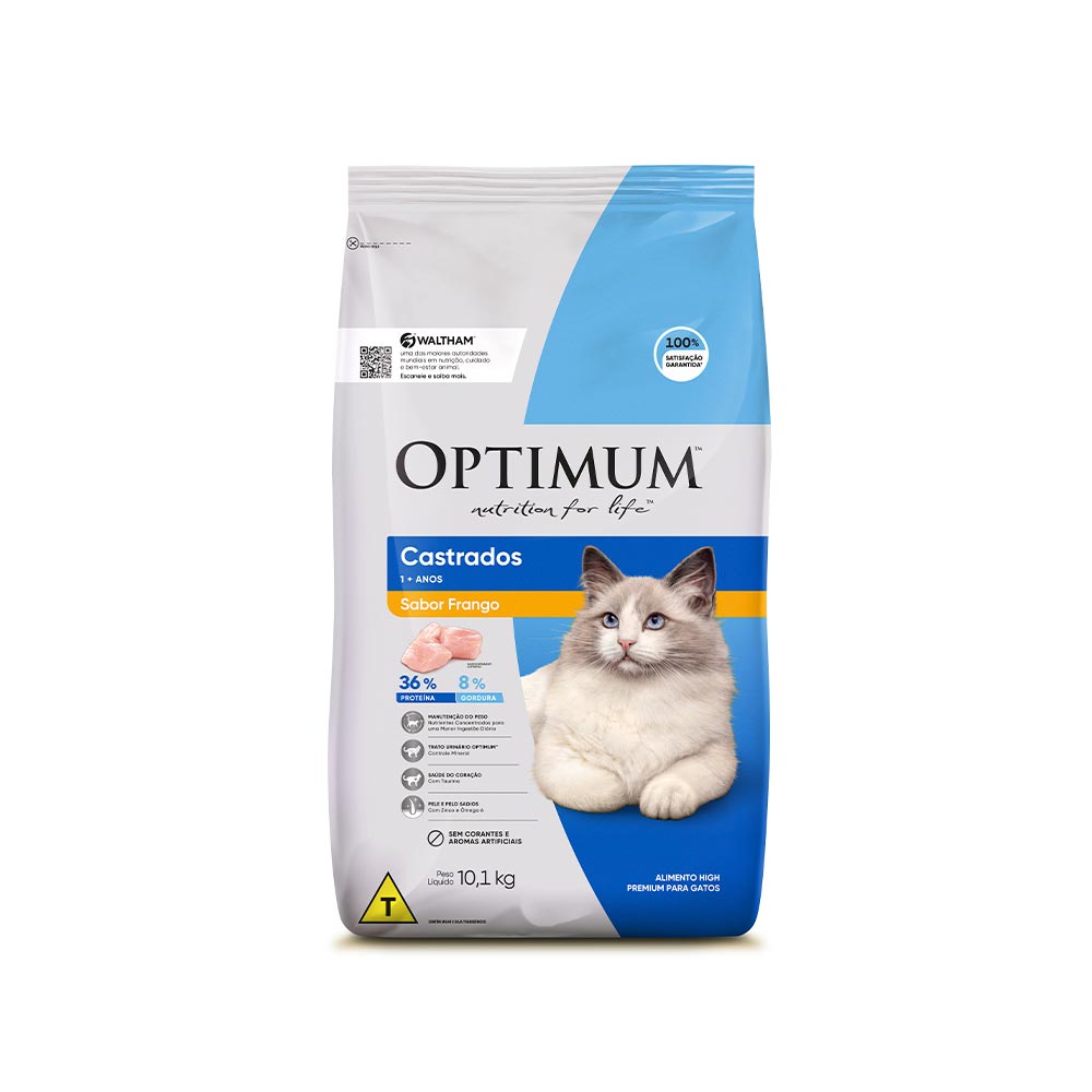 Ração Optimum para Gatos Adultos Castrados Sabor Frango