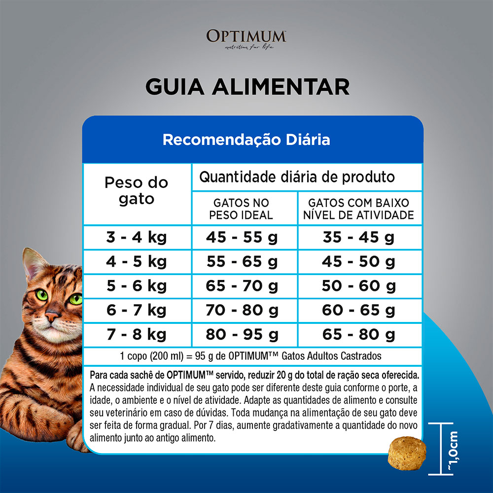 Ração Optimum para Gatos Adultos Castrados Sabor Frango