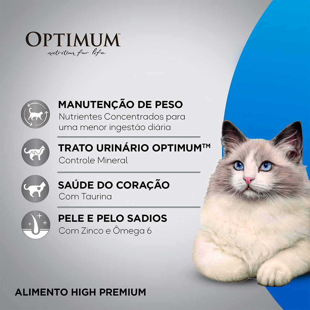 Ração Optimum para Gatos Adultos Castrados Sabor Frango