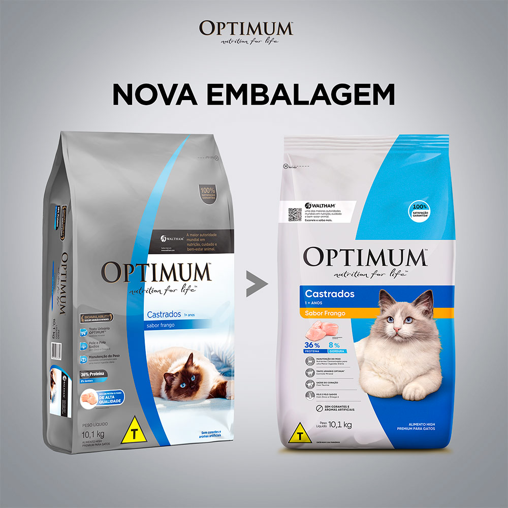 Ração Optimum para Gatos Adultos Castrados Sabor Frango