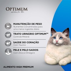 Ração Optimum para Gatos Adultos Castrados Sabor Carne