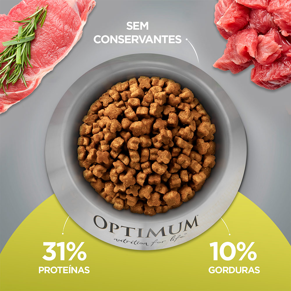 Ração Optimum para Gatos Adultos 1+ anos sabor Carne