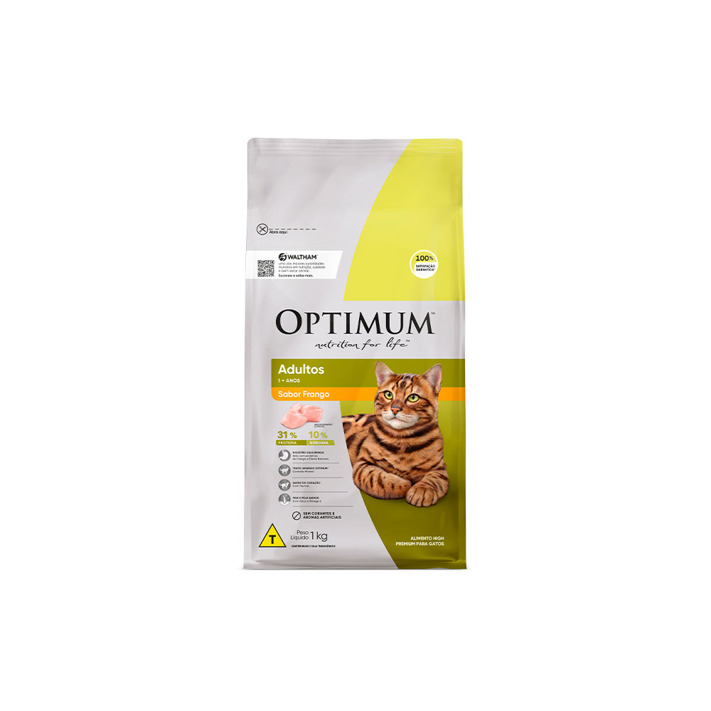 Ração Optimum para Gatos Adultos 1+ anos sabor Frango