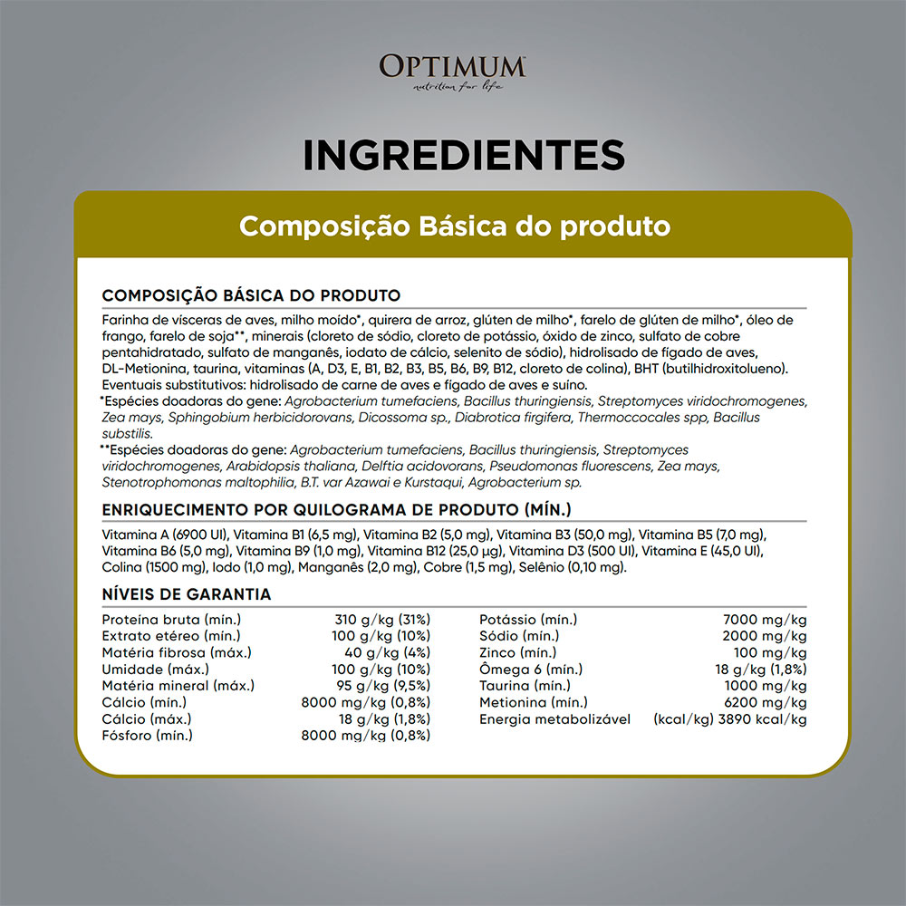 Ração Optimum para Gatos Adultos 1+ anos sabor Frango