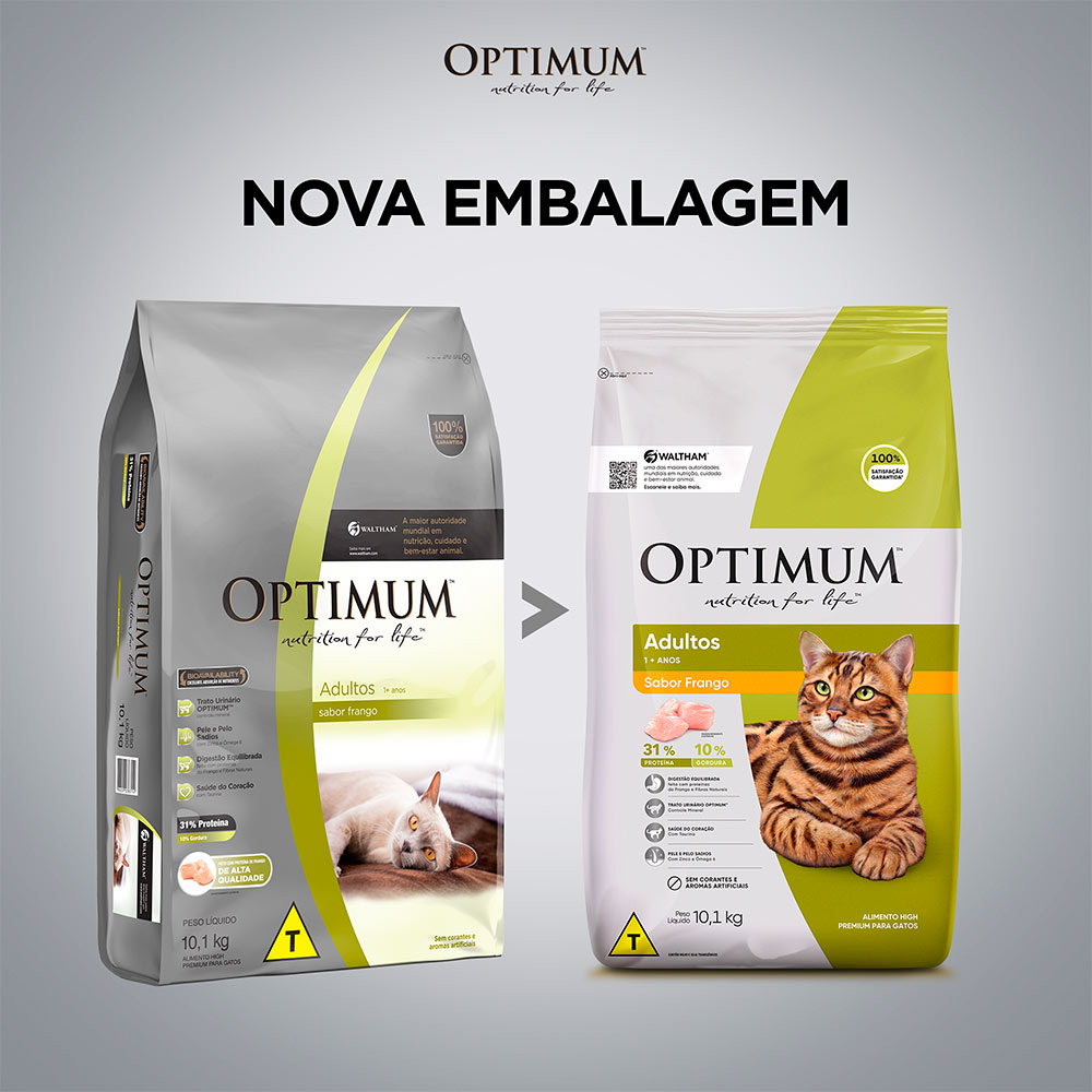 Ração Optimum para Gatos Adultos 1+ anos sabor Frango