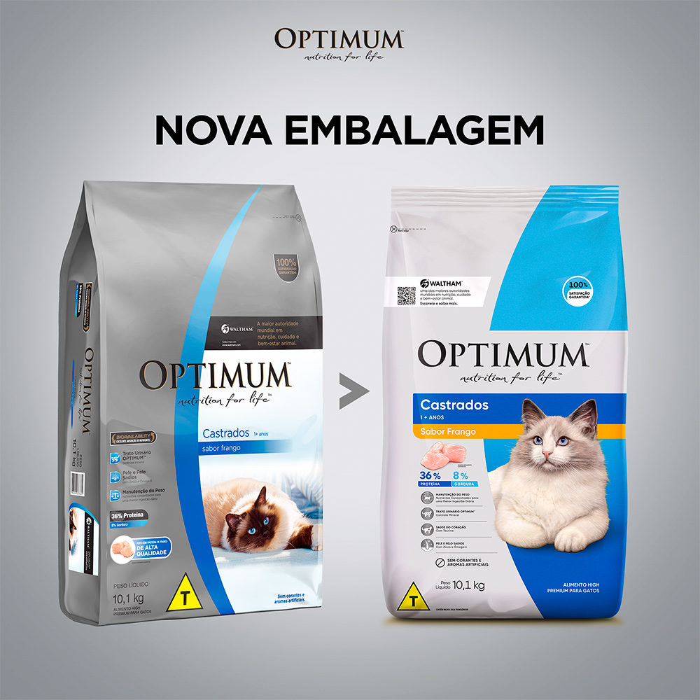 Ração Optimum para Gatos Adultos Castrados Sabor Frango